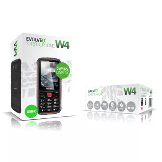 EVOLVEO StrongPhone W4, IP68 odolný Dual SIM telefón, 2,8" LCD, 2500mAh, Powerbanka, čierno-červený