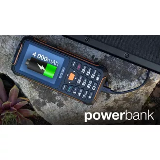 EVOLVEO StrongPhone Z6, IP68 odolný Dual SIM telefón, 2,8" LCD, 4000mAh, Powerbanka, čierno-oranžový