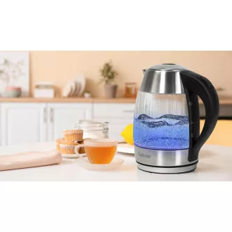 Salente StripeGlass, rýchlovarná kanvica 1,8 l, nerez/sklenená, červené podsvietenie