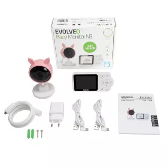 EVOLVEO Baby Monitor N3, detská videoopatrovateľka, ružová