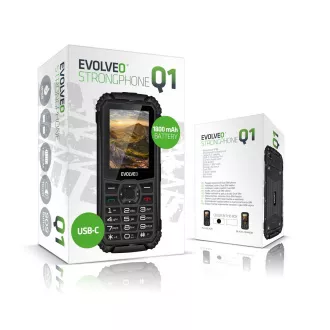 EVOLVEO StrongPhone Q1, IP68 odolný Dual SIM telefón, 2,4" LCD, 1800mAh, čierny