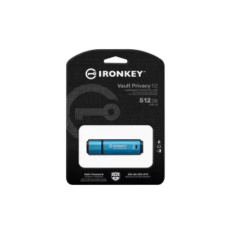 Kingston Ironkey Vault Privacy 50/512GB/USB 3.2/USB-A/Modrá