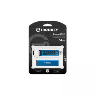 Kingston IronKey Keypad 200/64GB/USB 3.2/USB-A/Modrá