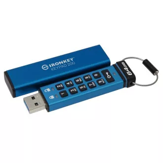 Kingston IronKey Keypad 200/64GB/USB 3.2/USB-A/Modrá