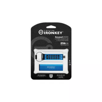 Kingston Ironkey Keypad 200C/256GB/USB 3.0/USB-C/Modrá