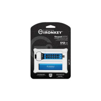 Kingston IronKey Keypad 200C/512GB/USB 3.2/USB-C/Modrá