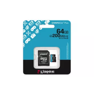 Kingston Canvas Go Plus A2/Micro SDXC/64GB/UHS-I U3/Class 10/+ Adaptér Kingston Canvas Go Plus A2/Micro SDXC/64GB/UHS-I U3/Class 10/+ Adaptér