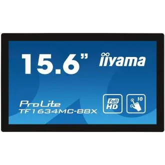 15,6" iiyama TF1634MC-B8X: IPS, FullHD, capacitive, 10P, 450cd/m2, VGA, DP, HDMI, IP65, čierny