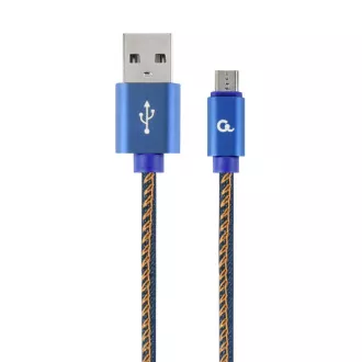 Gembird oplietaný denim USB-A/microUSB kábel 1m