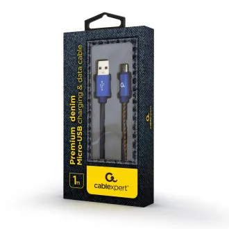 Gembird oplietaný denim USB-A/microUSB kábel 1m Gembird oplietaný denim USB-A/microUSB kábel 1m