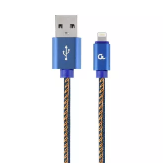 Gembird oplietaný denim USB-A/Lightning kábel 2m