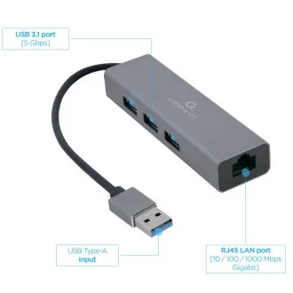 Gembird USB-A/LAN, 3x USB 3.0 Gembird USB-A/LAN, 3x USB 3.0