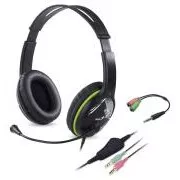 Slúchadlá s mik. GENIUS HS-400A green + redukcia