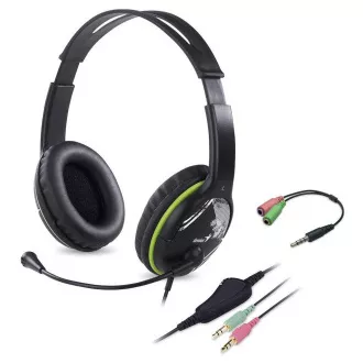 Slúchadlá s mik. GENIUS HS-400A green + redukcia