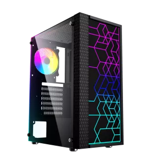 Gembird Computer Fornax 2500 ARGB/Midi Tower/Transpar./Čierna