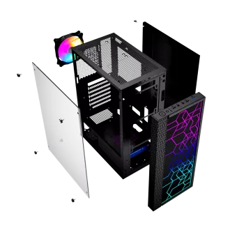 Gembird Computer Fornax 2500 ARGB/Midi Tower/Transpar./Čierna