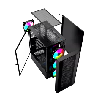 Gembird Fornax 4000 ARGB/Midi Tower/Transpar./Čierna