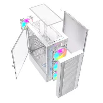 Gembird Fornax 4000 ARGB/Midi Tower/Transpar./Biela