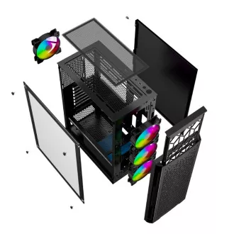 GEMBIRD Fornax 400X/Midi Tower/Transpar./Čierna