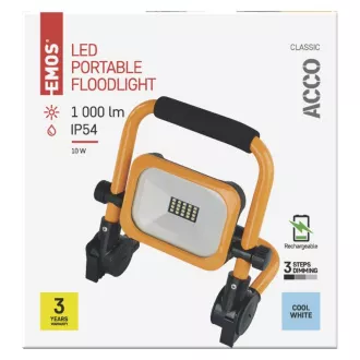 EMOS PRENOSNÝ NABÍJACÍ LED REFLEKTOR ACCO 10W, 1000LM, IP54 EMOS PRENOSNÝ NABÍJACÍ LED REFLEKTOR ACCO 10W, 1000LM, IP54