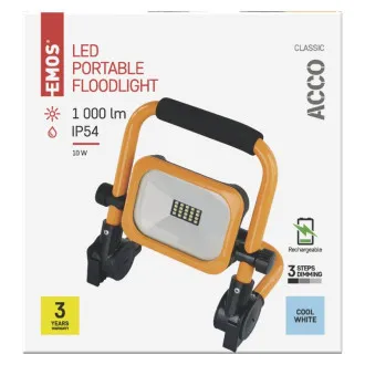 EMOS PRENOSNÝ NABÍJACÍ LED REFLEKTOR ACCO 10W, 1000LM, IP54 EMOS PRENOSNÝ NABÍJACÍ LED REFLEKTOR ACCO 10W, 1000LM, IP54