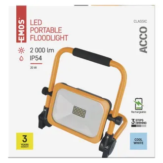 EMOS PRENOSNÝ NABÍJACÍ LED REFLEKTOR ACCO 20W, 2000LM, IP54 EMOS PRENOSNÝ NABÍJACÍ LED REFLEKTOR ACCO 20W, 2000LM, IP54