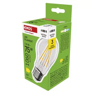 EMOS LED FLM A60 7,8 W (75 W) 1 060lm E27 NW EMOS LED FLM A60 7,8 W (75 W) 1 060lm E27 NW