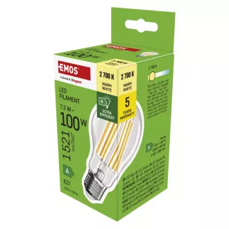EMOS LED FLM A60 7,2 W (100 W) 1521lm E27 WW A CLASS EMOS LED FLM A60 7,2 W (100 W) 1521lm E27 WW A CLASS