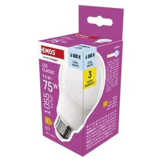 EMOS LED CLS A60 9,5 W (75 W) 1055lm E27 CW EMOS LED CLS A60 9,5 W (75 W) 1055lm E27 CW