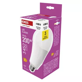EMOS LED CLS A95 28W (200W) 3452lm E27 NW EMOS LED CLS A95 28W (200W) 3452lm E27 NW