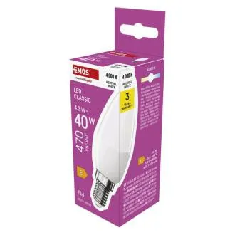 EMOS LED CLS CANDLE 4,2 W (40 W) 470lm E14 NW EMOS LED CLS CANDLE 4,2 W (40 W) 470lm E14 NW