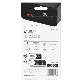 EMOS PWB NTBF20 20000 MAH 65W PD 1×USB-C 1×USB-A