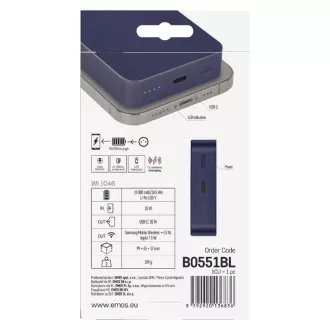 EMOS POWERBANKA WI 1046, bezdrôtové nabíjanie 20W, 10.000mAh, MODRÁ, 1xUSB-C EMOS POWERBANKA WI 1046, bezdrôtové nabíjanie 20W, 10.000mAh, MODRÁ, 1xUSB-C