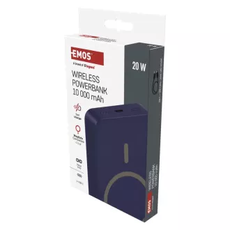 EMOS POWERBANKA WI 1046, bezdrôtové nabíjanie 20W, 10.000mAh, MODRÁ, 1xUSB-C EMOS POWERBANKA WI 1046, bezdrôtové nabíjanie 20W, 10.000mAh, MODRÁ, 1xUSB-C