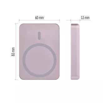 EMOS POWERBANKA WI 522, bezdrôtové nabíjanie 20W, 5.000mAh, LOSOSOVÁ, 1xUSB-C