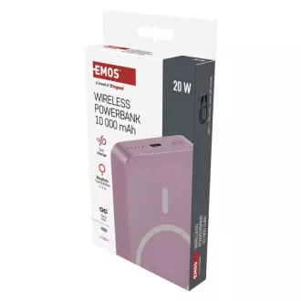EMOS POWERBANKA WI1046, bezdrôtové nabíjanie 20W, 10.000mAh, LOSOSOVÁ, 1xUSB-C EMOS POWERBANKA WI1046, bezdrôtové nabíjanie 20W, 10.000mAh, LOSOSOVÁ, 1xUSB-C