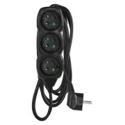 EMOS predlžovací prívod 3z/3m, čierny, 1,5mm