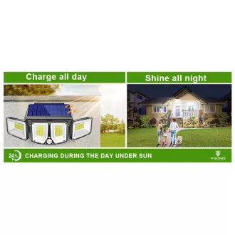 Vonkajšie solárne LED svetlo s pohybovým senzorom VIKING S180/1200lm/2200mAh/3 režimy/IP65 Vonkajšie solárne LED svetlo s pohybovým senzorom VIKING S180/1200lm/2200mAh/3 režimy/IP65