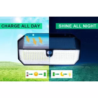Vonkajšie solárne LED svetlo s pohybovým senzorom VIKING S282/2600lm/2200mAh/3 režimy/IP65 Vonkajšie solárne LED svetlo s pohybovým senzorom VIKING S282/2600lm/2200mAh/3 režimy/IP65