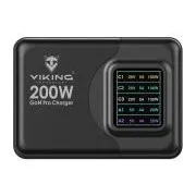 Viking USB GaN charger 200W PD PRO/sieťový adaptér/Output:3xUSB-C,2xUSB-A/Rýchlo nabíjania/