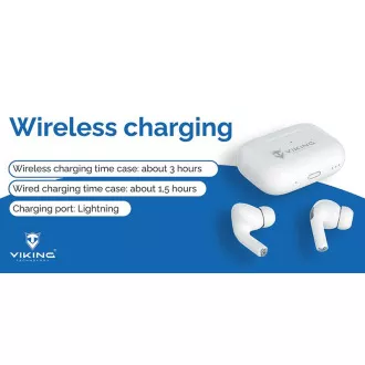 Bezdrôtové Bluetooth slúchadlá Viking AIR PLUS/ANC/BT/Bezdrôt/Biela