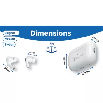 Bezdrôtové Bluetooth slúchadlá Viking AIR PLUS/ANC/BT/Bezdrôt/Biela