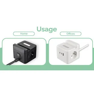 Sieťový adaptér VIKING YC23H, biela/Output:2xAC,1xUSB-A,2xUSB-C/držiak na mobil/LED svetlo/1,4m kábel
