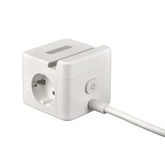 Sieťový adaptér VIKING YC23H, biela/Output:2xAC,1xUSB-A,2xUSB-C/držiak na mobil/LED svetlo/1,4m kábel