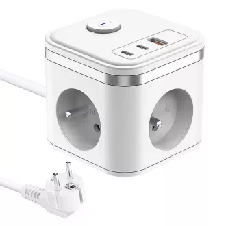 Sieťový adaptér VIKING YC33, biela/Output: 3xAC, 1xUSB-A, 2xUSB-C/Tlačidlo ON/OFF/1,4m kábel Sieťový adaptér VIKING YC33, biela/Output: 3xAC, 1xUSB-A, 2xUSB-C/Tlačidlo ON/OFF/1,4m kábel