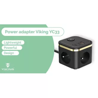Sieťový adaptér VIKING YC33, biela/Output: 3xAC, 1xUSB-A, 2xUSB-C/Tlačidlo ON/OFF/1,4m kábel Sieťový adaptér VIKING YC33, biela/Output: 3xAC, 1xUSB-A, 2xUSB-C/Tlačidlo ON/OFF/1,4m kábel