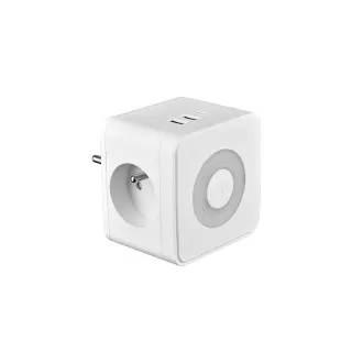 Sieťový adaptér VIKING Y23L, biela/Output:2xAC,1xUSB-A,2xUSB-C/dotykové LED svetlo
