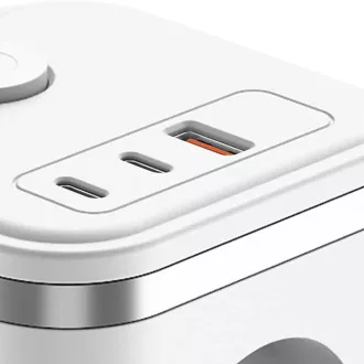 Sieťový adaptér VIKING Y33, biela/Output:3xAC,1xUSB-A,2xUSB-C/Tlačidlo ON/OFF