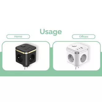 Sieťový adaptér VIKING Y33, biela/Output:3xAC,1xUSB-A,2xUSB-C/Tlačidlo ON/OFF