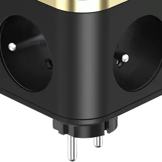 Sieťový adaptér VIKING Y33, čierna/Output: 3xAC, 1xUSB-A, 2xUSB-C/Tlačidlo ON/OFF